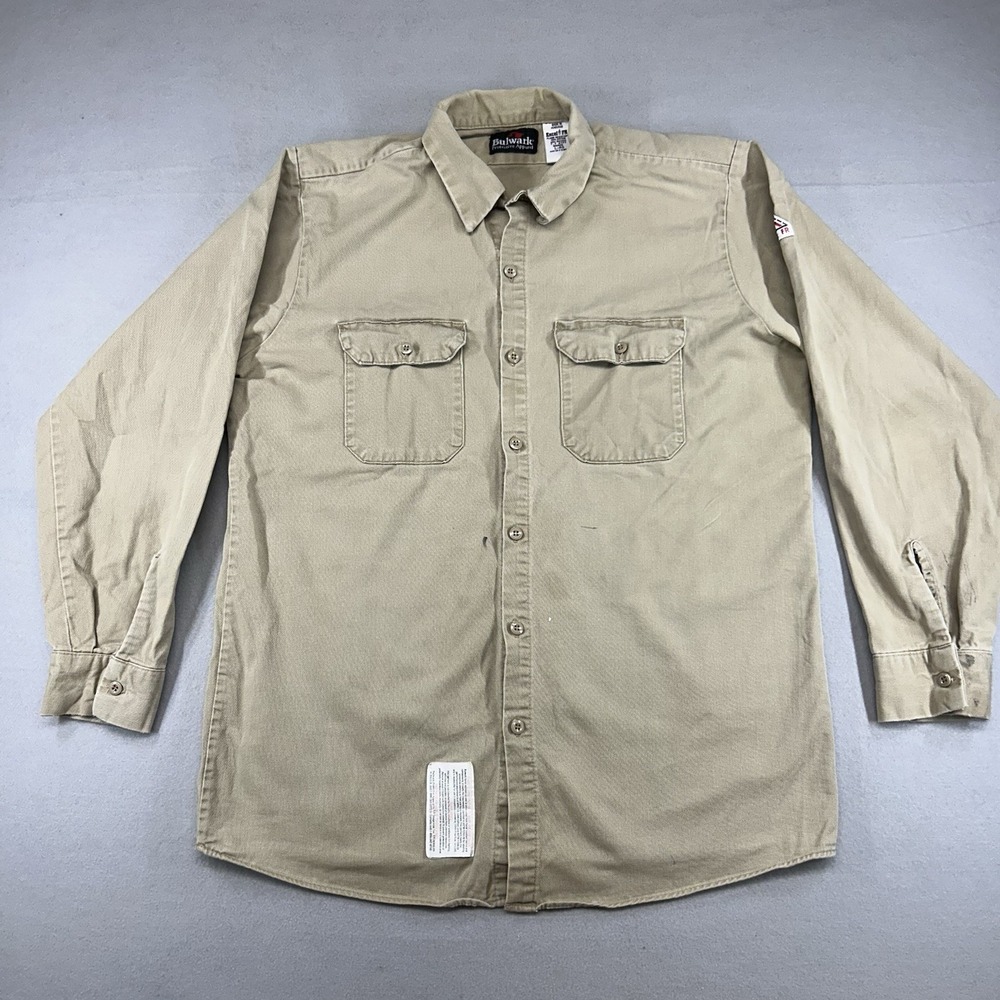 Bulwark FR Shirt Men's Large Flame Resistant Button Up Protective Utility Work